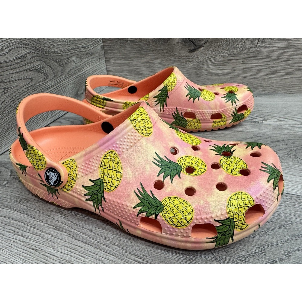 Crocs Classic Retro Resort Clog - Pineapple Print - Womens 9 / Mens 7 Slides